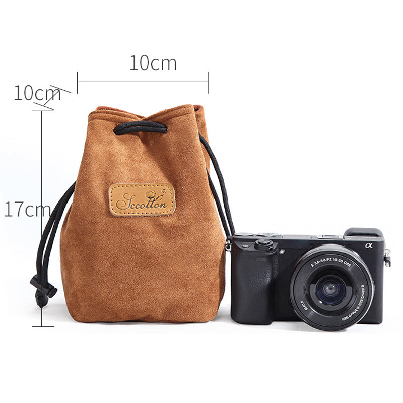 JCCOTTON FB-00001 for Canon Nikon DSLR Camera Bag Shockproof Drawstring Lens Carrying Bag, Square/Size S