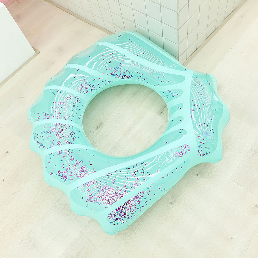 100*110cm PVC Swim Ring Inflatable Sequins Shell Shape Water Float for Children Adults