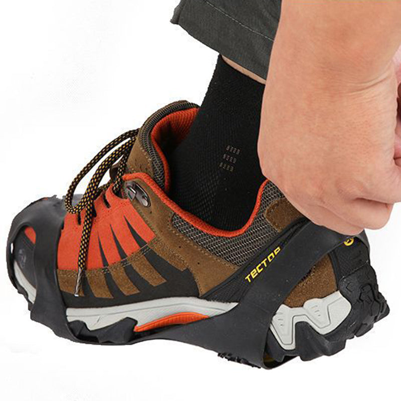 1 Pair L Size(40-42) Outdoor 10 Teeth Anti-slip Crampons Winter Snow Ice Walking Climbing Shoe Covers