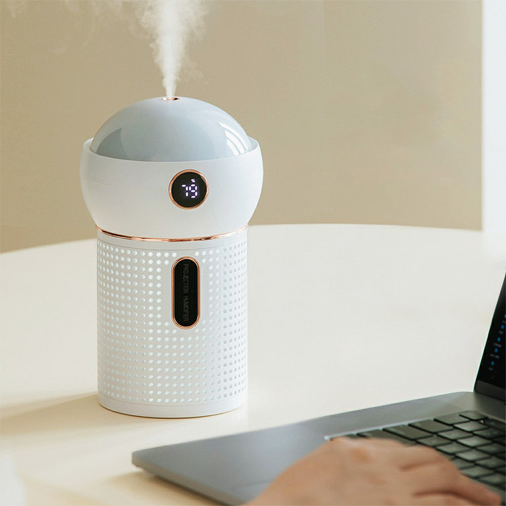 A-88 630ml Wireless Projection Humidifier Rotating Silent Multi-functional Mist Maker with Night Light for Bedroom