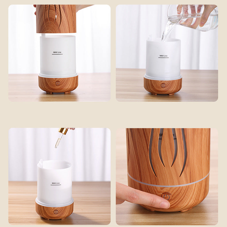 DC 5V Wood Grain 230ml Mechanical Humidifier Mute Mist Maker Essential Oil Aroma Diffuser