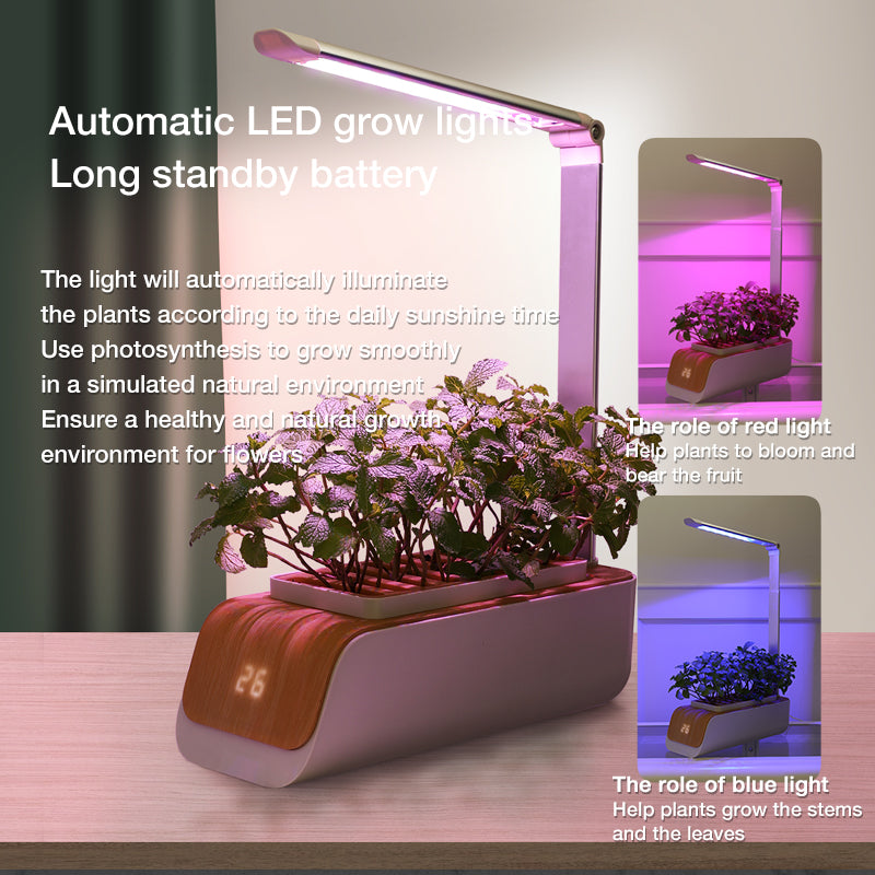 ABIS-H003 LED Grow Lights Smart Flower Pot Planter Automatic Absorption Hydroponics Plant Light Soilless Cultivation Electric Tool for Garden