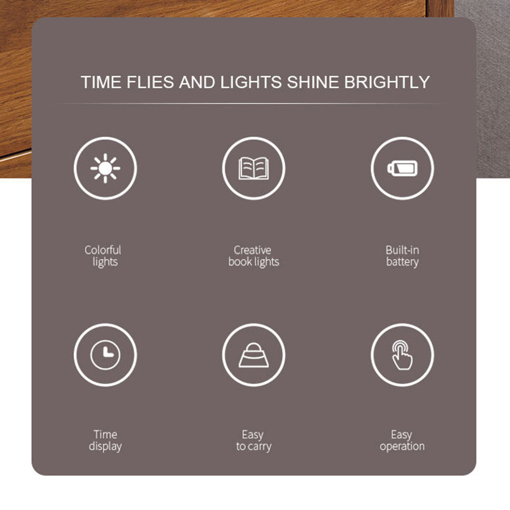 Y1 Creative Book-shaped Light Alarm Clock Time Display USB Rechargeable Smart Alarm Clock