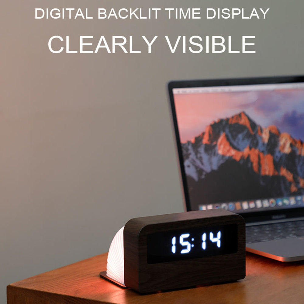 Y1 Creative Book-shaped Light Alarm Clock Time Display USB Rechargeable Smart Alarm Clock
