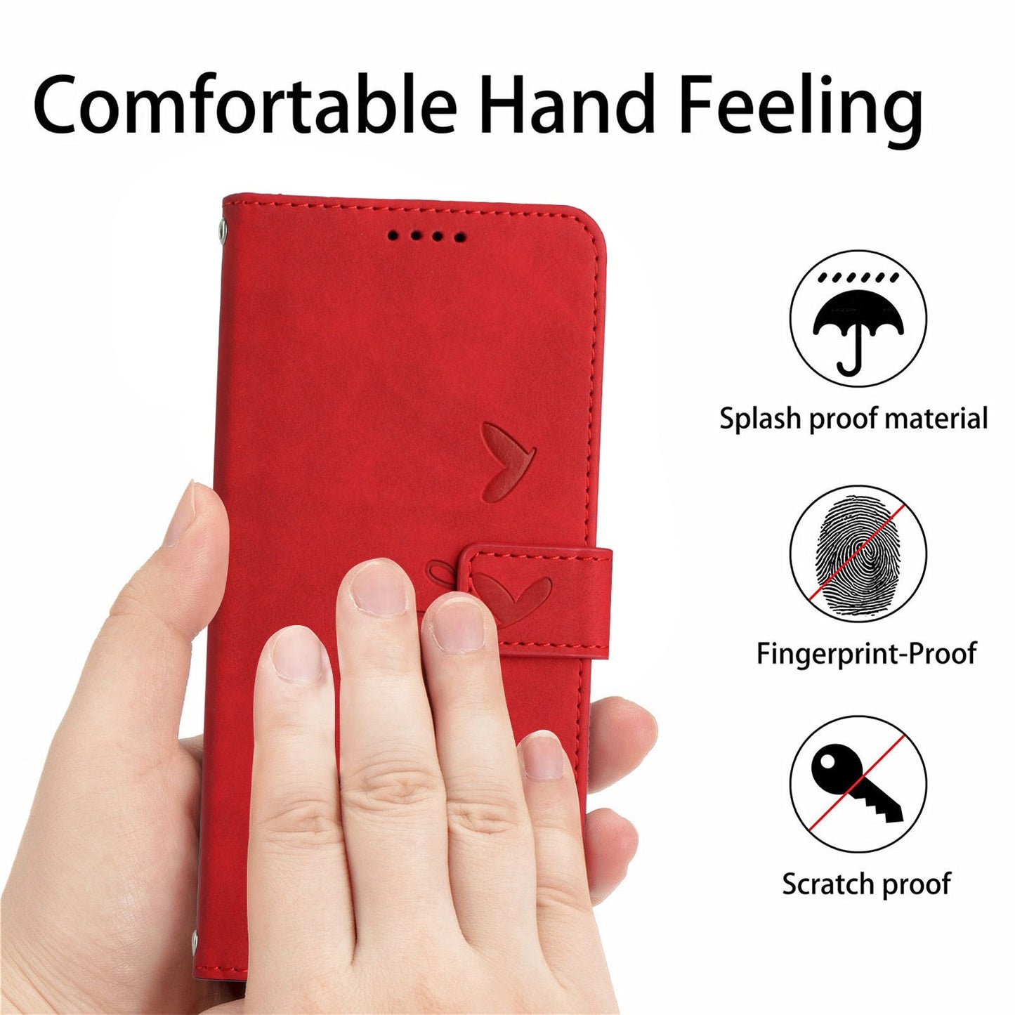 Heart Shape Imprinted Leather Case for Motorola Moto G50 4G, Skin-touch Stand Wallet Drop-proof Phone Cover