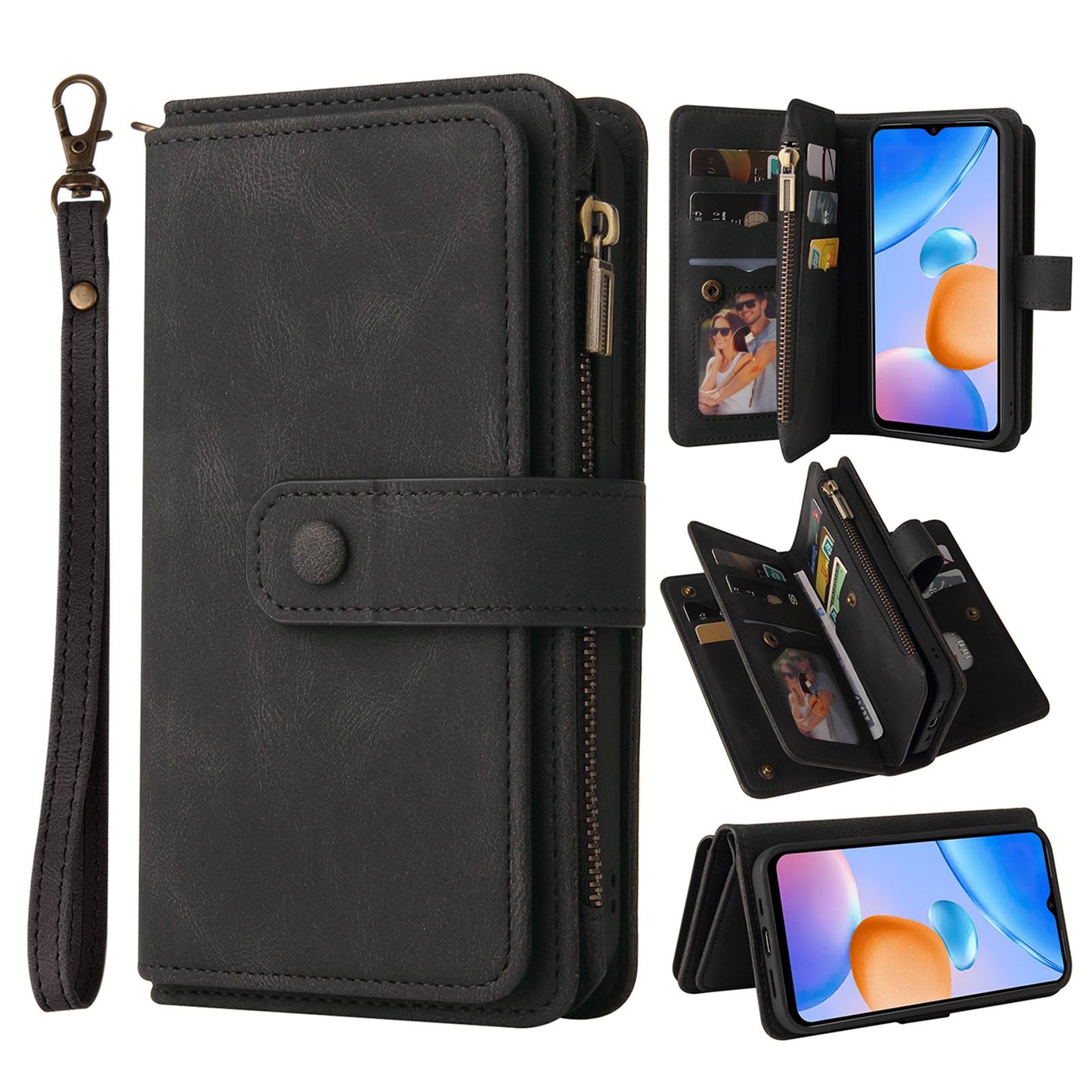 For Xiaomi Redmi 10 Prime+ 5G / Redmi 10 5G / Redmi Note 11E 5G KT Multi-Functional Series-2 Skin-touch Feeling Flip Wallet Leather Case with Multiple Card Slots Zipper Pocket
