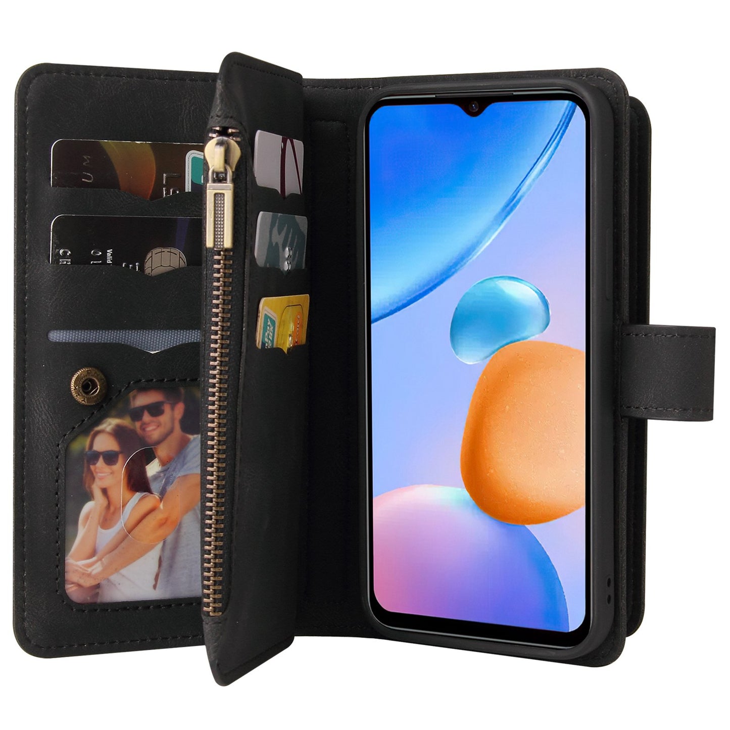 For Xiaomi Redmi 10 Prime+ 5G / Redmi 10 5G / Redmi Note 11E 5G KT Multi-Functional Series-2 Skin-touch Feeling Flip Wallet Leather Case with Multiple Card Slots Zipper Pocket
