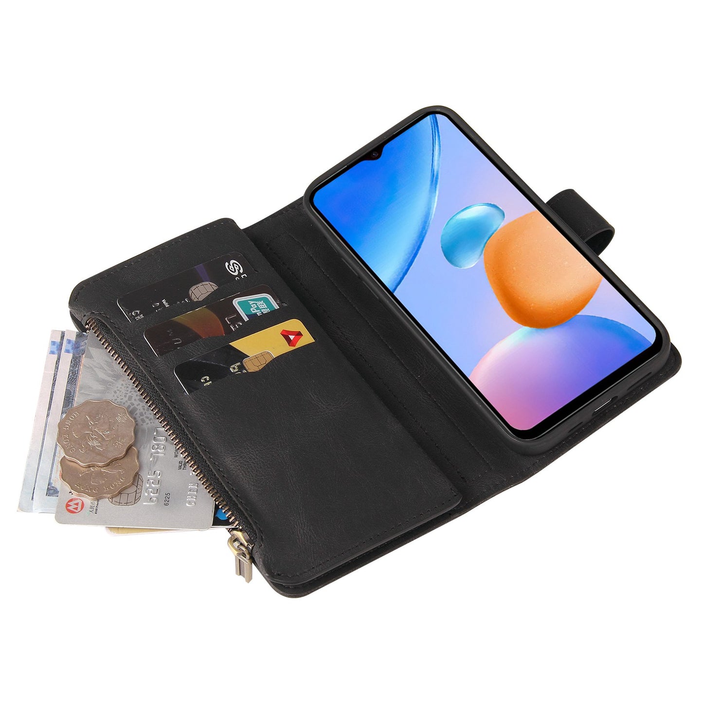 For Xiaomi Redmi 10 Prime+ 5G / Redmi 10 5G / Redmi Note 11E 5G KT Multi-Functional Series-2 Skin-touch Feeling Flip Wallet Leather Case with Multiple Card Slots Zipper Pocket