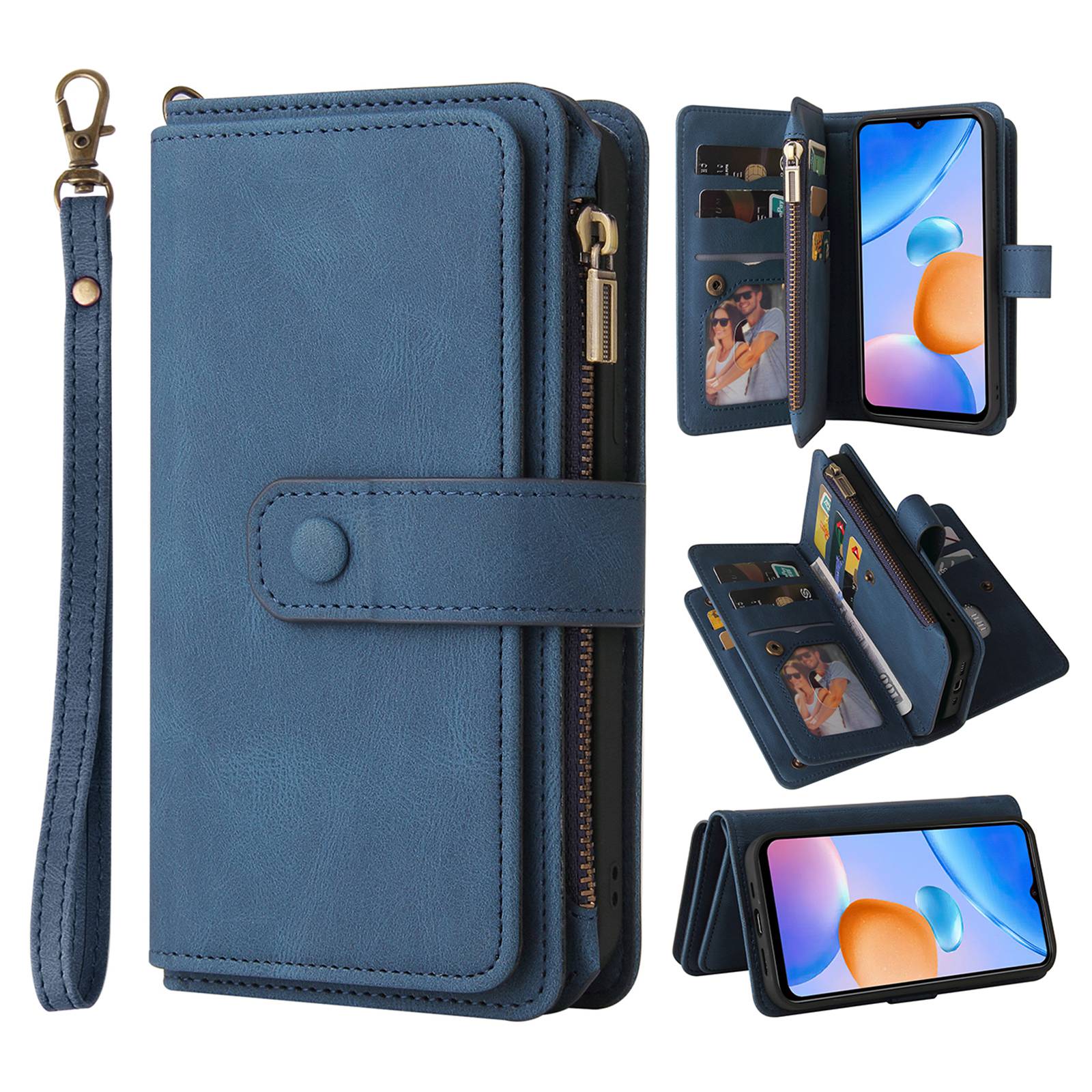For Xiaomi Redmi 10 Prime+ 5G / Redmi 10 5G / Redmi Note 11E 5G KT Multi-Functional Series-2 Skin-touch Feeling Flip Wallet Leather Case with Multiple Card Slots Zipper Pocket