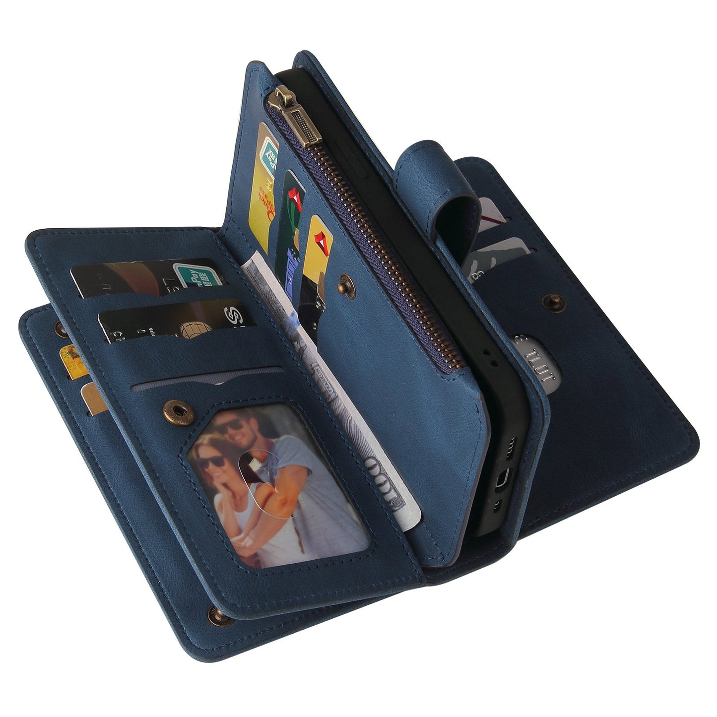 For Xiaomi Redmi 10 Prime+ 5G / Redmi 10 5G / Redmi Note 11E 5G KT Multi-Functional Series-2 Skin-touch Feeling Flip Wallet Leather Case with Multiple Card Slots Zipper Pocket