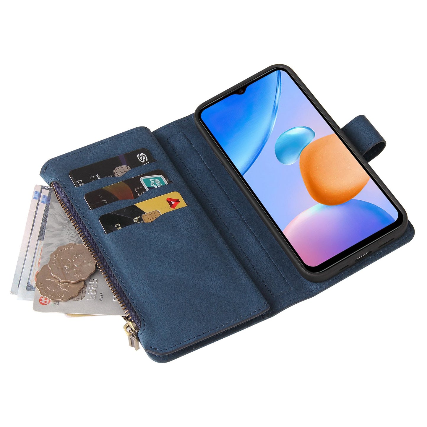 For Xiaomi Redmi 10 Prime+ 5G / Redmi 10 5G / Redmi Note 11E 5G KT Multi-Functional Series-2 Skin-touch Feeling Flip Wallet Leather Case with Multiple Card Slots Zipper Pocket