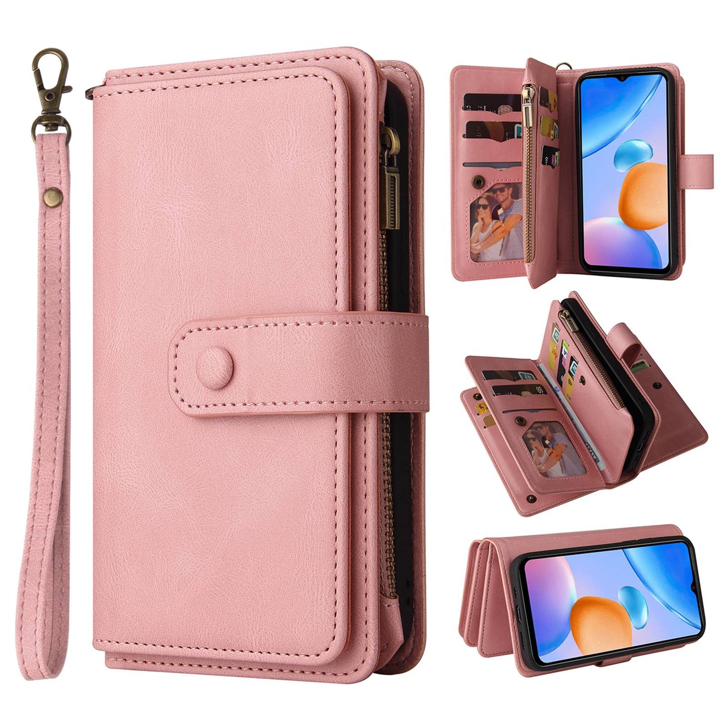 For Xiaomi Redmi 10 Prime+ 5G / Redmi 10 5G / Redmi Note 11E 5G KT Multi-Functional Series-2 Skin-touch Feeling Flip Wallet Leather Case with Multiple Card Slots Zipper Pocket