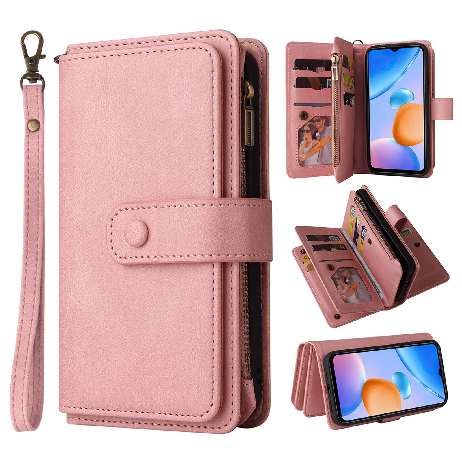 For Xiaomi Redmi 10 Prime+ 5G / Redmi 10 5G / Redmi Note 11E 5G KT Multi-Functional Series-2 Skin-touch Feeling Flip Wallet Leather Case with Multiple Card Slots Zipper Pocket