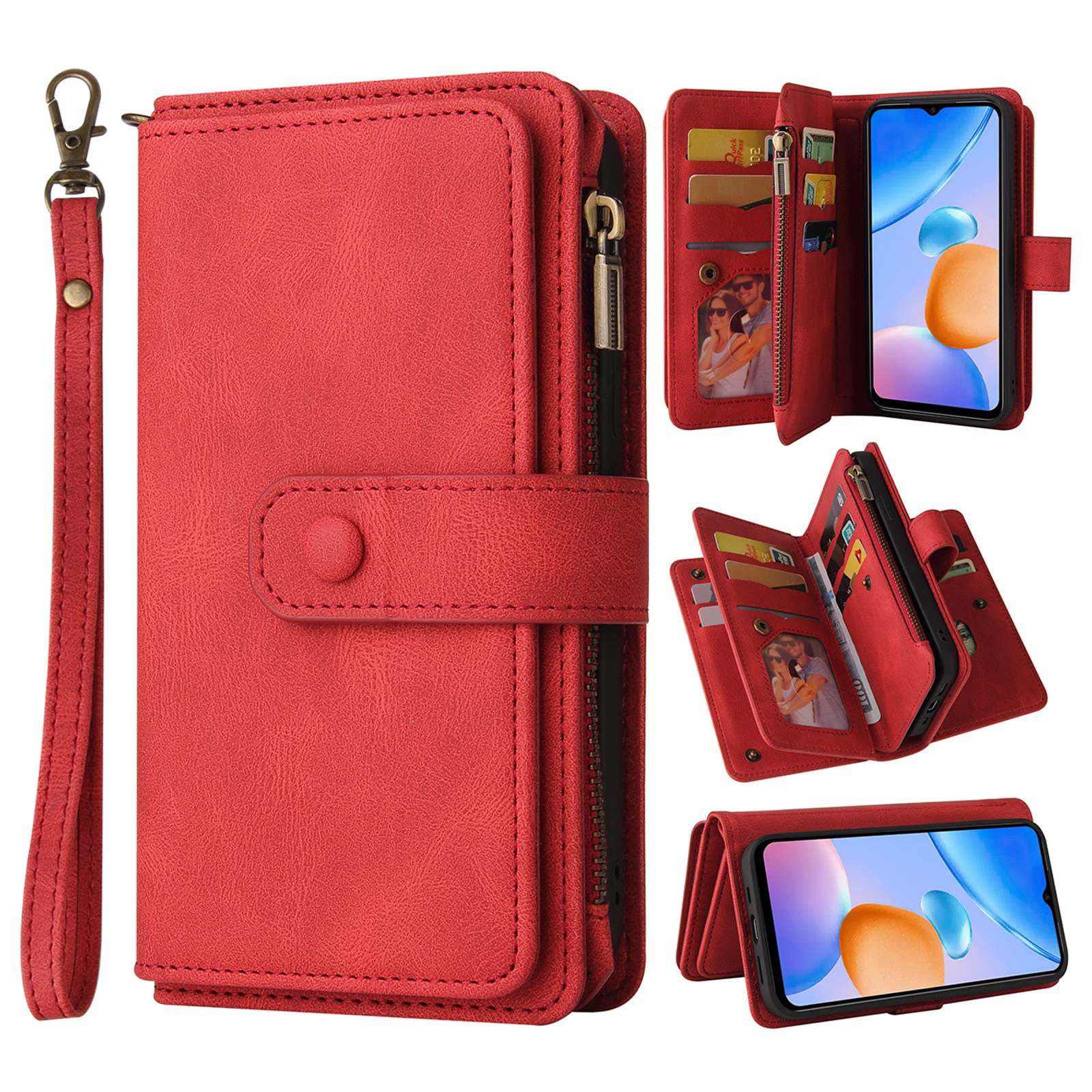 For Xiaomi Redmi 10 Prime+ 5G / Redmi 10 5G / Redmi Note 11E 5G KT Multi-Functional Series-2 Skin-touch Feeling Flip Wallet Leather Case with Multiple Card Slots Zipper Pocket