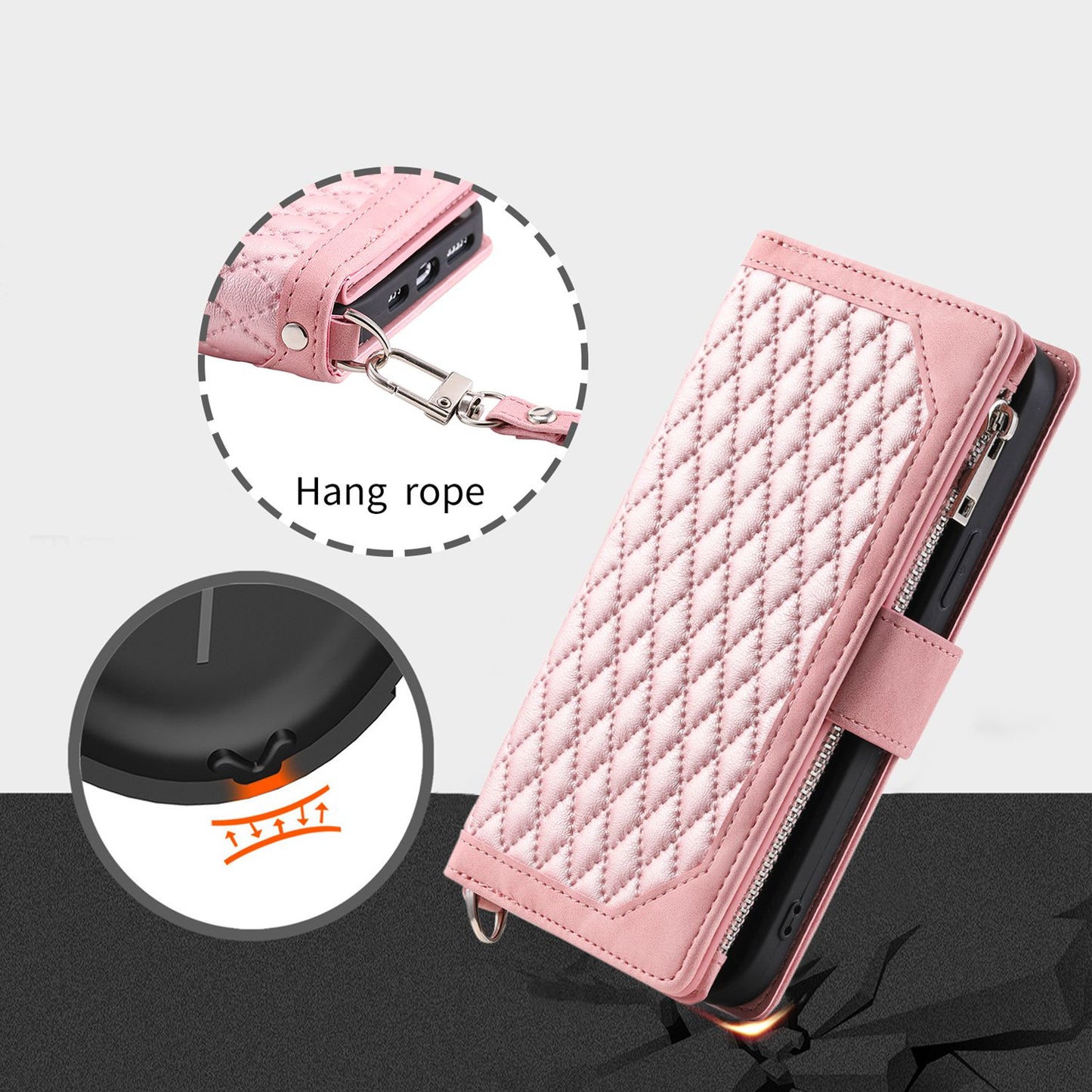 005 Style for Xiaomi Mi 11i / Poco F3 / Redmi K40 / K40 Pro / K40 Pro+ All-round Shockproof Rhombus Texture Phone Case PU Leather Zipper Pocket Stand Wallet Cover with Wrist Strap