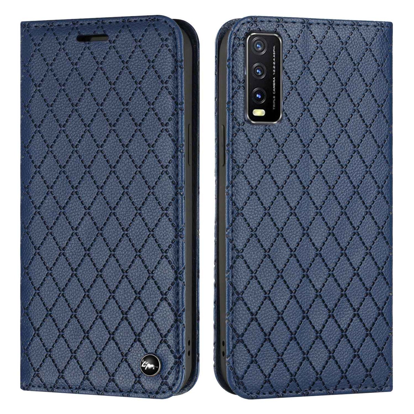 For vivo Y30 /  Y20 / Y20i / Y20s / iQOO U1x / Y20G / Y20 2021 / Y11s / Y12a / Y12s 2021 / Y30g / Y20A Shockproof Flip Wallet Case with Rhombus Pattern