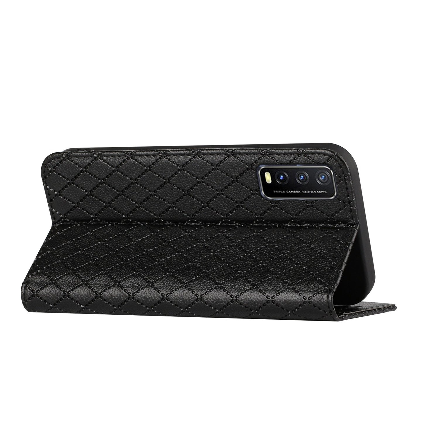 For vivo Y30 /  Y20 / Y20i / Y20s / iQOO U1x / Y20G / Y20 2021 / Y11s / Y12a / Y12s 2021 / Y30g / Y20A Shockproof Flip Wallet Case with Rhombus Pattern