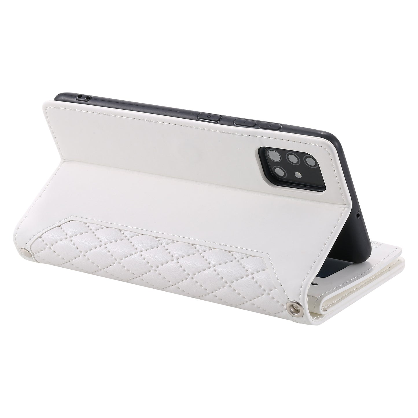 005 Style For Samsung Galaxy A71 4G SM-A715, PU Leather Anti-wear Rhombus Texture Phone Case Zipper Pocket Wallet Stand Protector with Strap