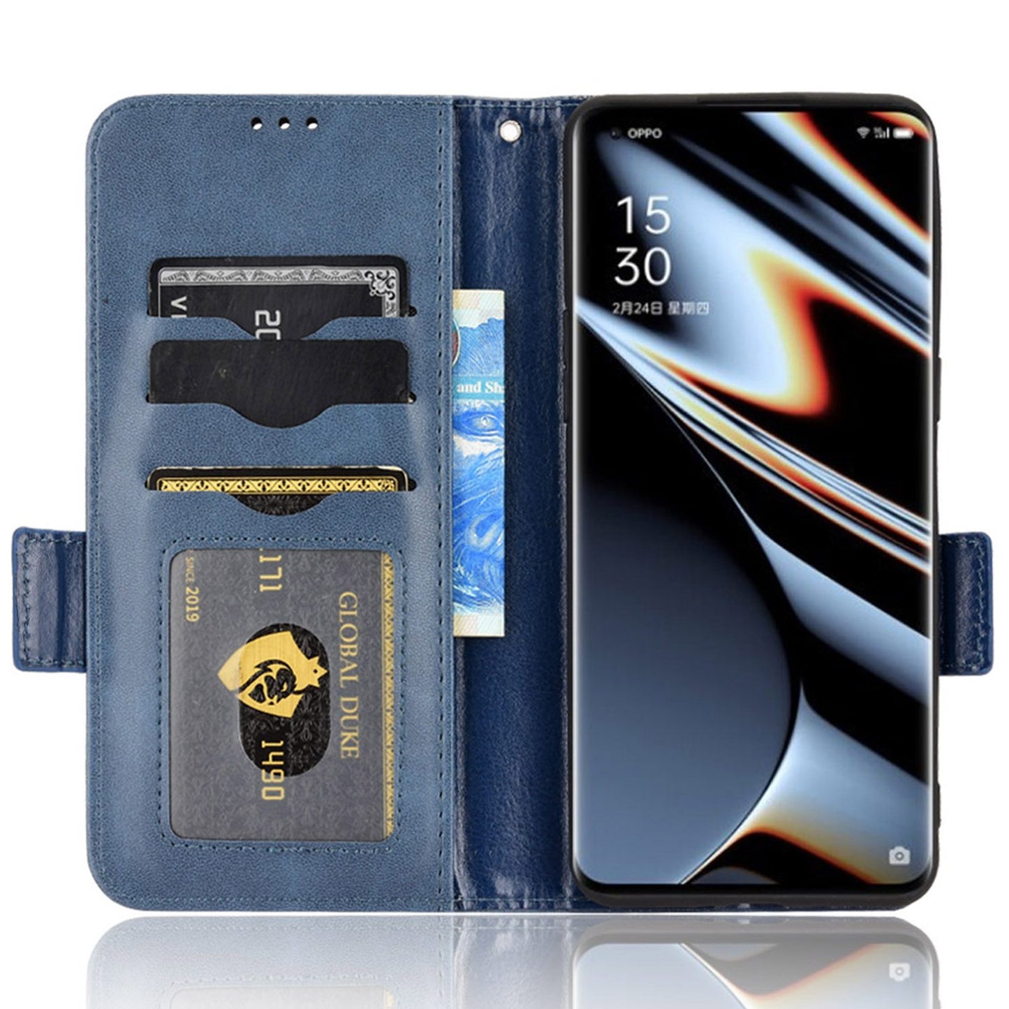 For Oppo Find X5 Pro 5G Triangle Pattern Imprinted Magnetic Phone Case Stand Wallet Style Anti-fall Leather Shell with Strap