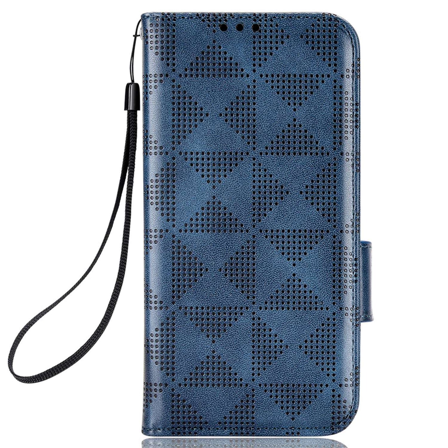 For Oppo Find X5 Pro 5G Triangle Pattern Imprinted Magnetic Phone Case Stand Wallet Style Anti-fall Leather Shell with Strap