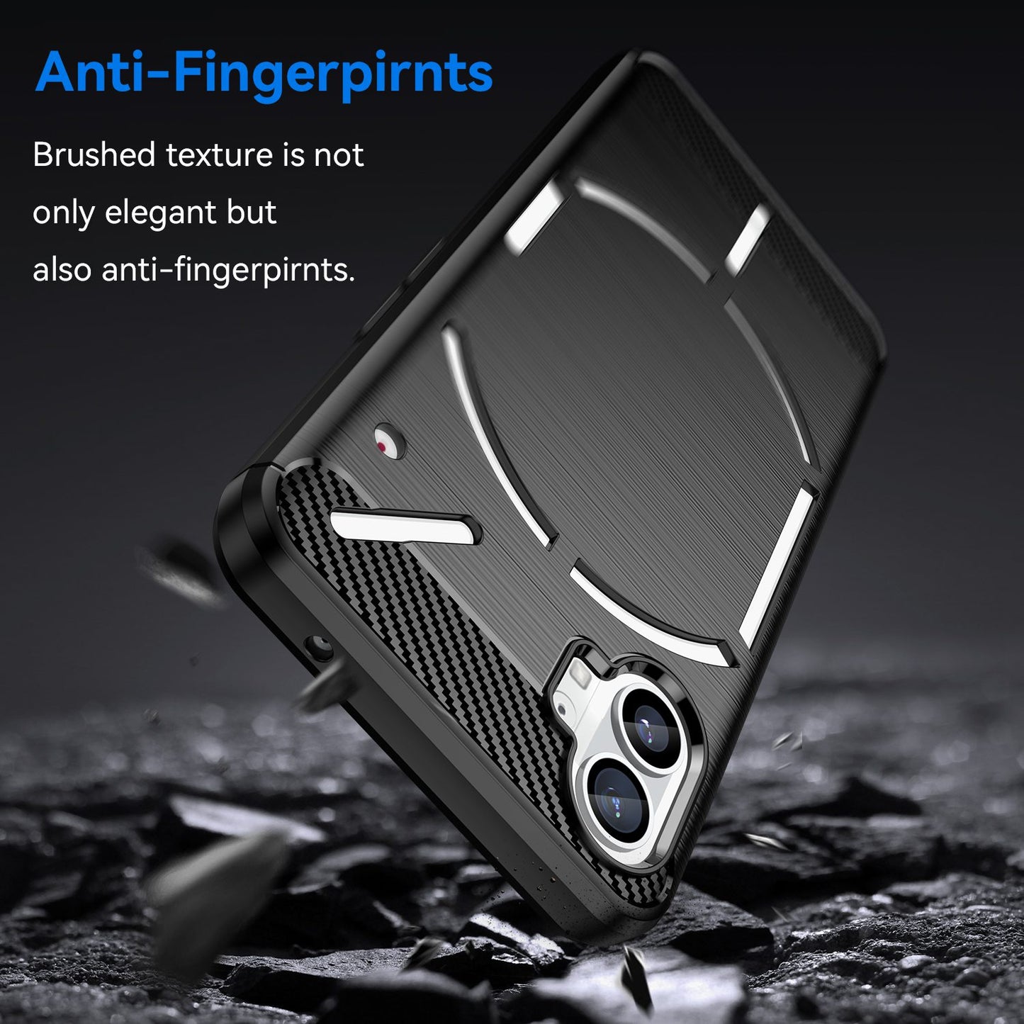 Brushed Phone Case for Nothing phone (1) 5G, Carbon Fiber Texture Anti-scratch Soft TPU Back Cover