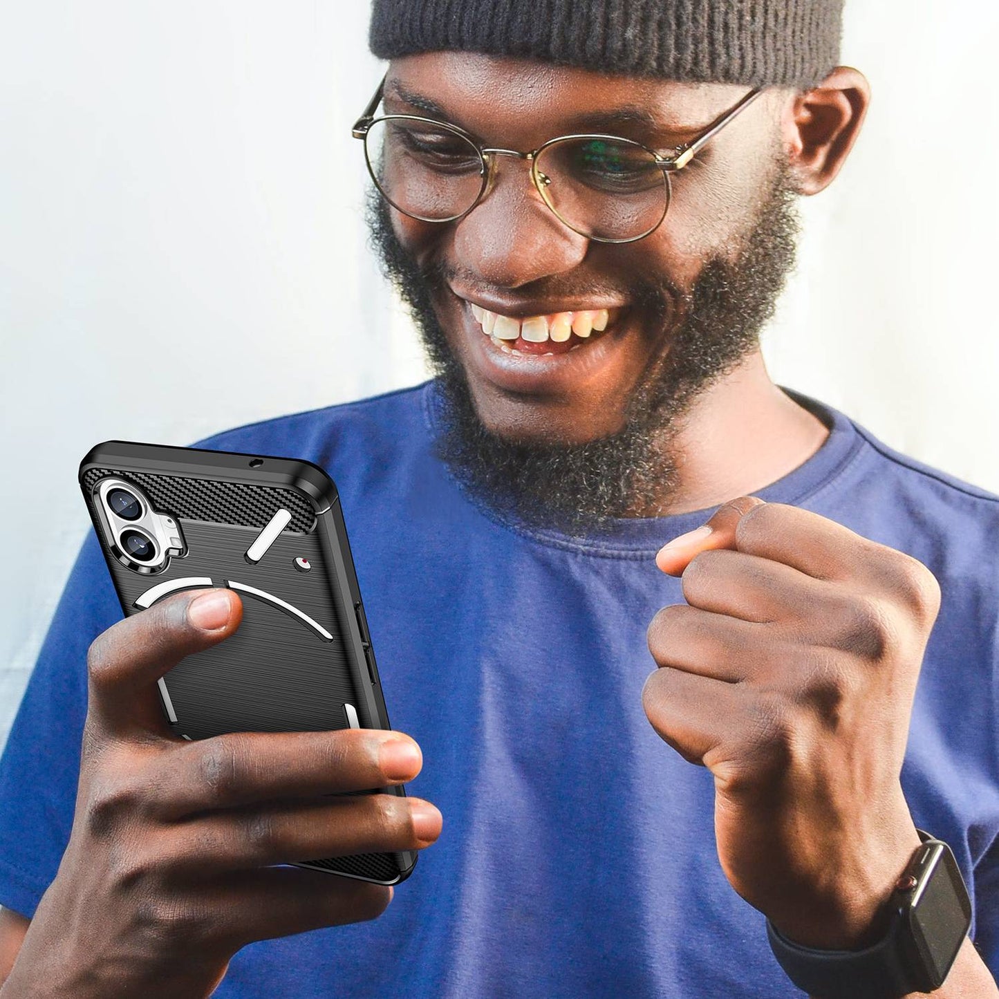 Brushed Phone Case for Nothing phone (1) 5G, Carbon Fiber Texture Anti-scratch Soft TPU Back Cover