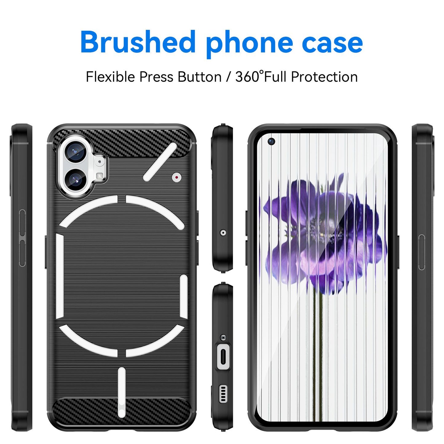 Brushed Phone Case for Nothing phone (1) 5G, Carbon Fiber Texture Anti-scratch Soft TPU Back Cover