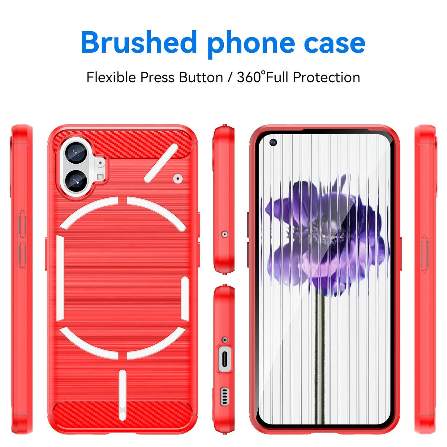 Brushed Phone Case for Nothing phone (1) 5G, Carbon Fiber Texture Anti-scratch Soft TPU Back Cover