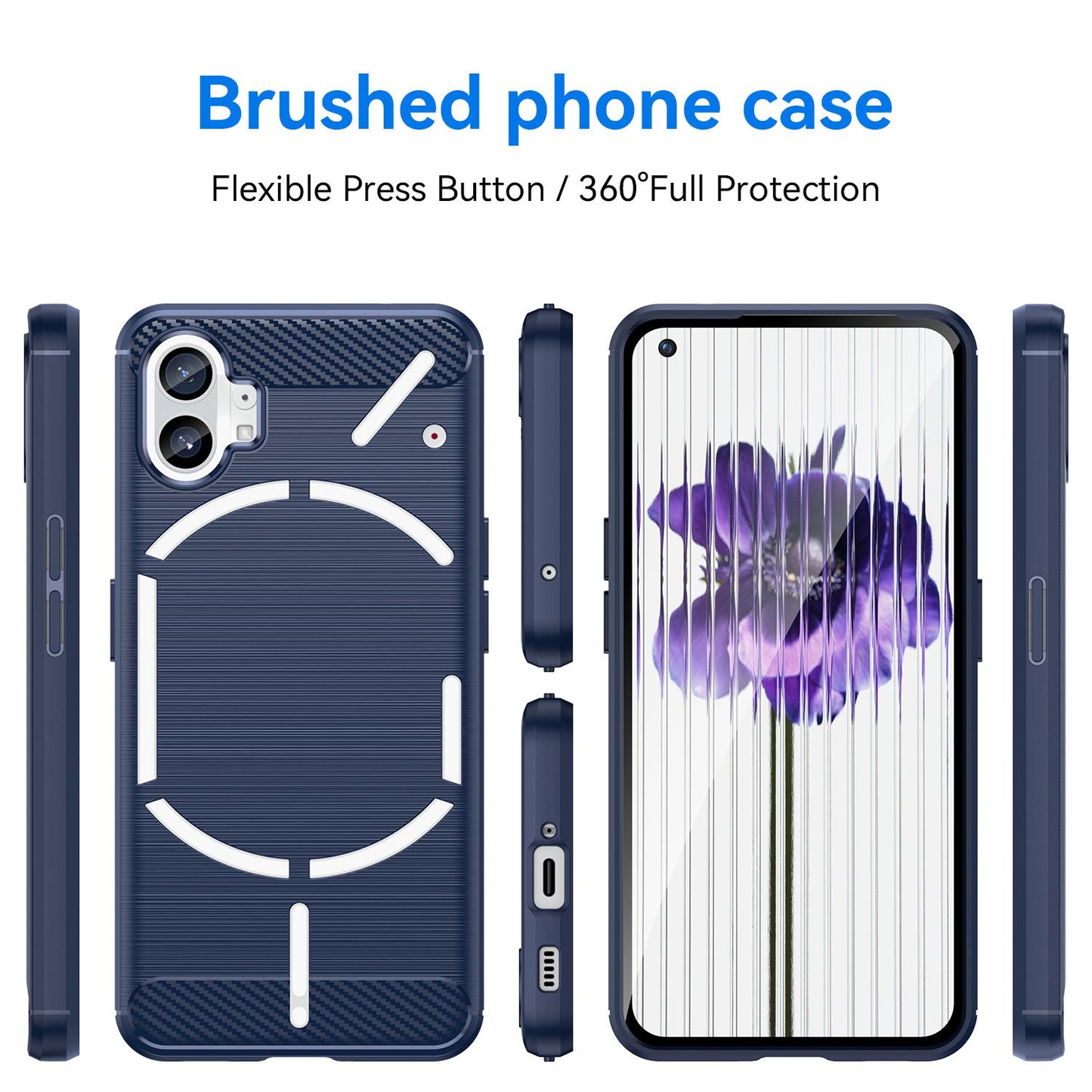 Brushed Phone Case for Nothing phone (1) 5G, Carbon Fiber Texture Anti-scratch Soft TPU Back Cover