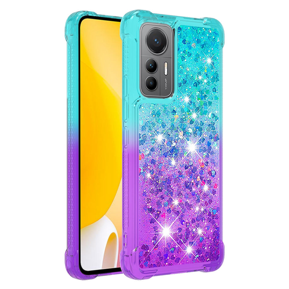 YB Quicksand Series-3 For Xiaomi 12 Lite 5G Soft TPU Back Cover Anti-drop Gradient Quicksand Flowing Liquid Decor Shell