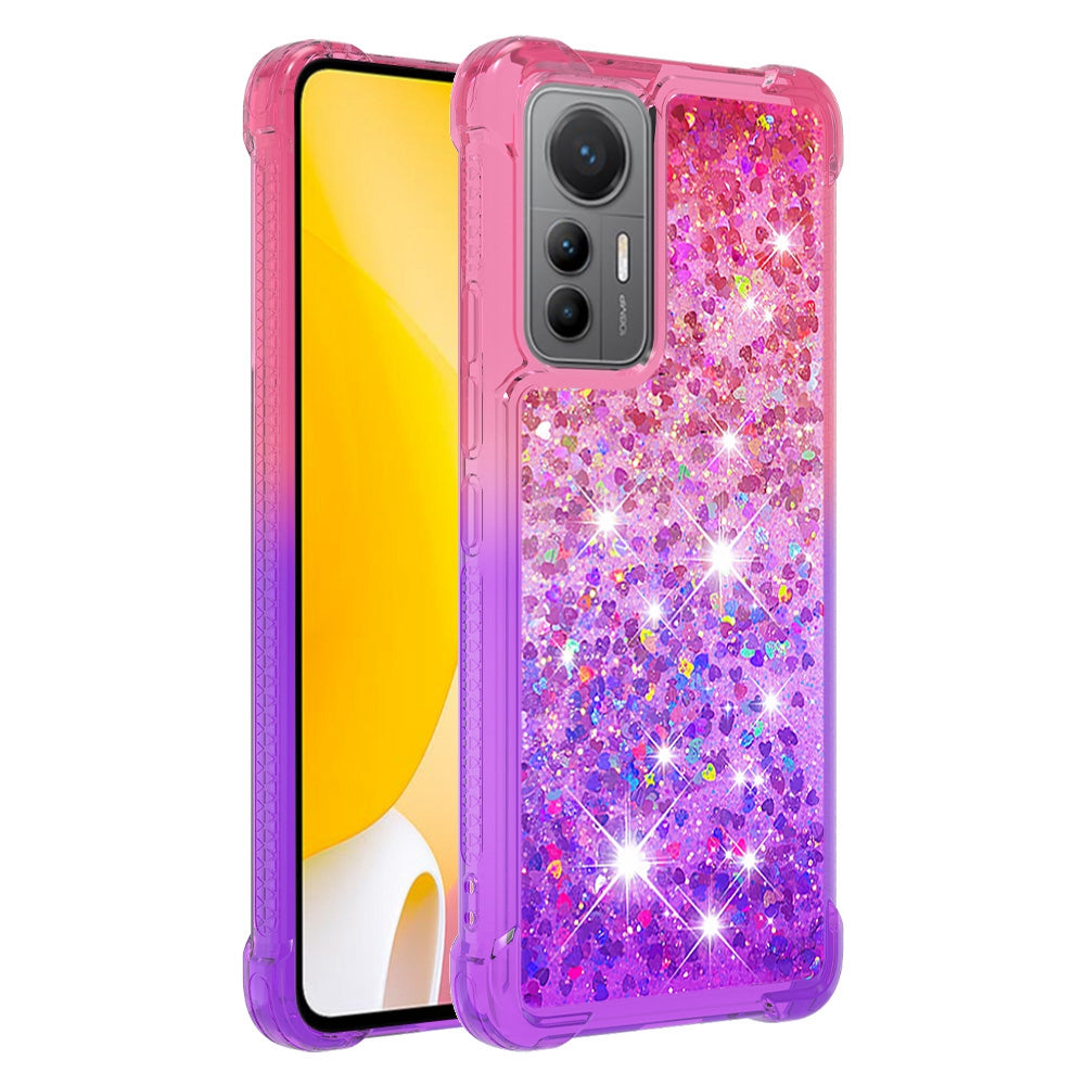 YB Quicksand Series-3 For Xiaomi 12 Lite 5G Soft TPU Back Cover Anti-drop Gradient Quicksand Flowing Liquid Decor Shell