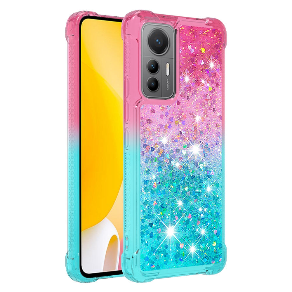 YB Quicksand Series-3 For Xiaomi 12 Lite 5G Soft TPU Back Cover Anti-drop Gradient Quicksand Flowing Liquid Decor Shell