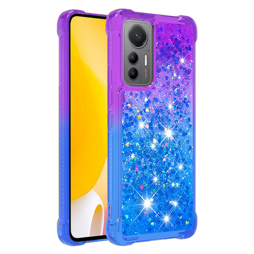 YB Quicksand Series-3 For Xiaomi 12 Lite 5G Soft TPU Back Cover Anti-drop Gradient Quicksand Flowing Liquid Decor Shell