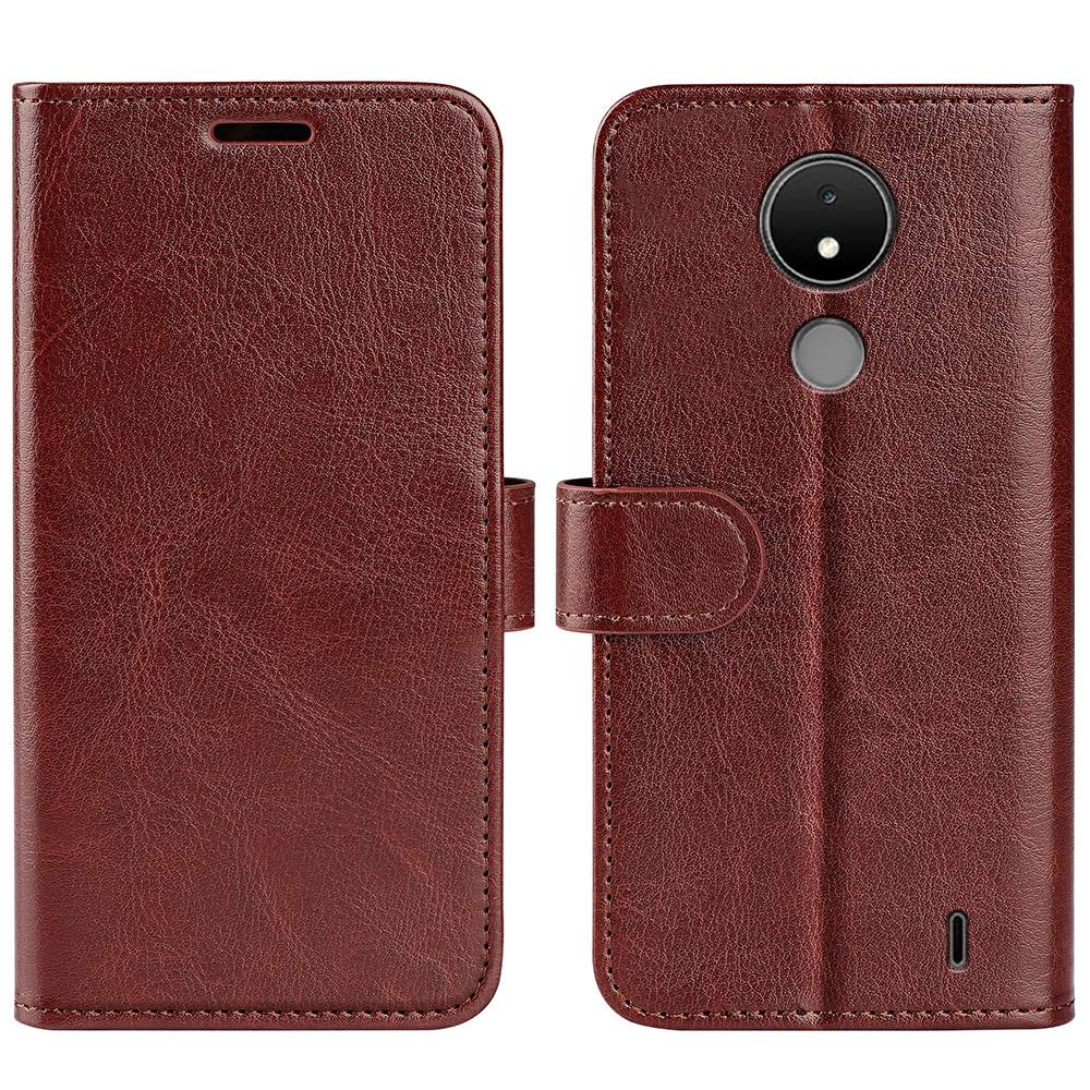 For Nokia C21 Anti-scratch Crazy Horse Texture Flip Stand Case PU Leather + TPU Phone Wallet Cover