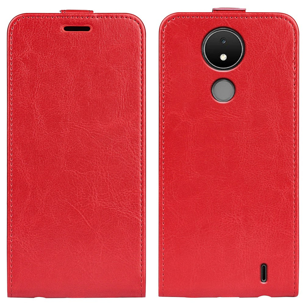 For Nokia C21 Crazy Horse Texture Card Holder Leather Protective Cover Vertical Flip Phone Anti-drop Case