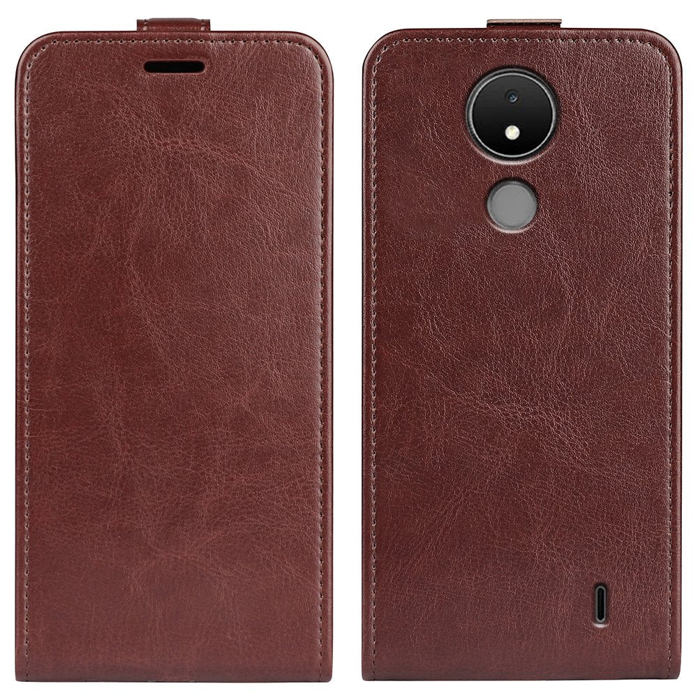 For Nokia C21 Crazy Horse Texture Card Holder Leather Protective Cover Vertical Flip Phone Anti-drop Case