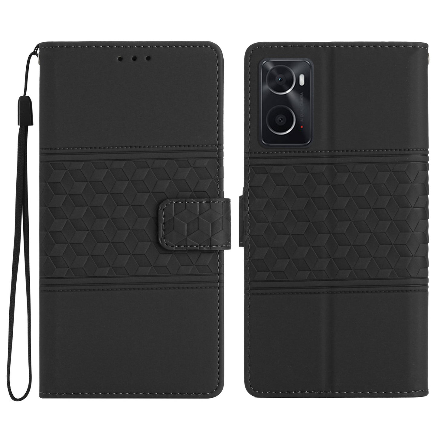 Shockproof Phone Cover for Oppo A76 / A36 / A96 4G, Skin-touch Feeling Wallet Stand Retro Imprinted Pattern Flip Leather Phone Case