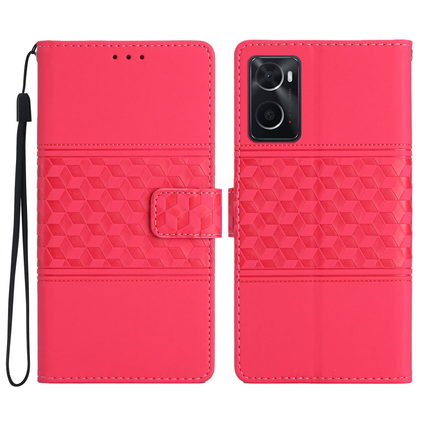 Shockproof Phone Cover for Oppo A76 / A36 / A96 4G, Skin-touch Feeling Wallet Stand Retro Imprinted Pattern Flip Leather Phone Case