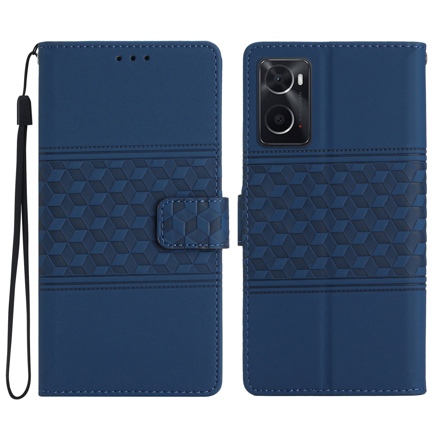 Shockproof Phone Cover for Oppo A76 / A36 / A96 4G, Skin-touch Feeling Wallet Stand Retro Imprinted Pattern Flip Leather Phone Case