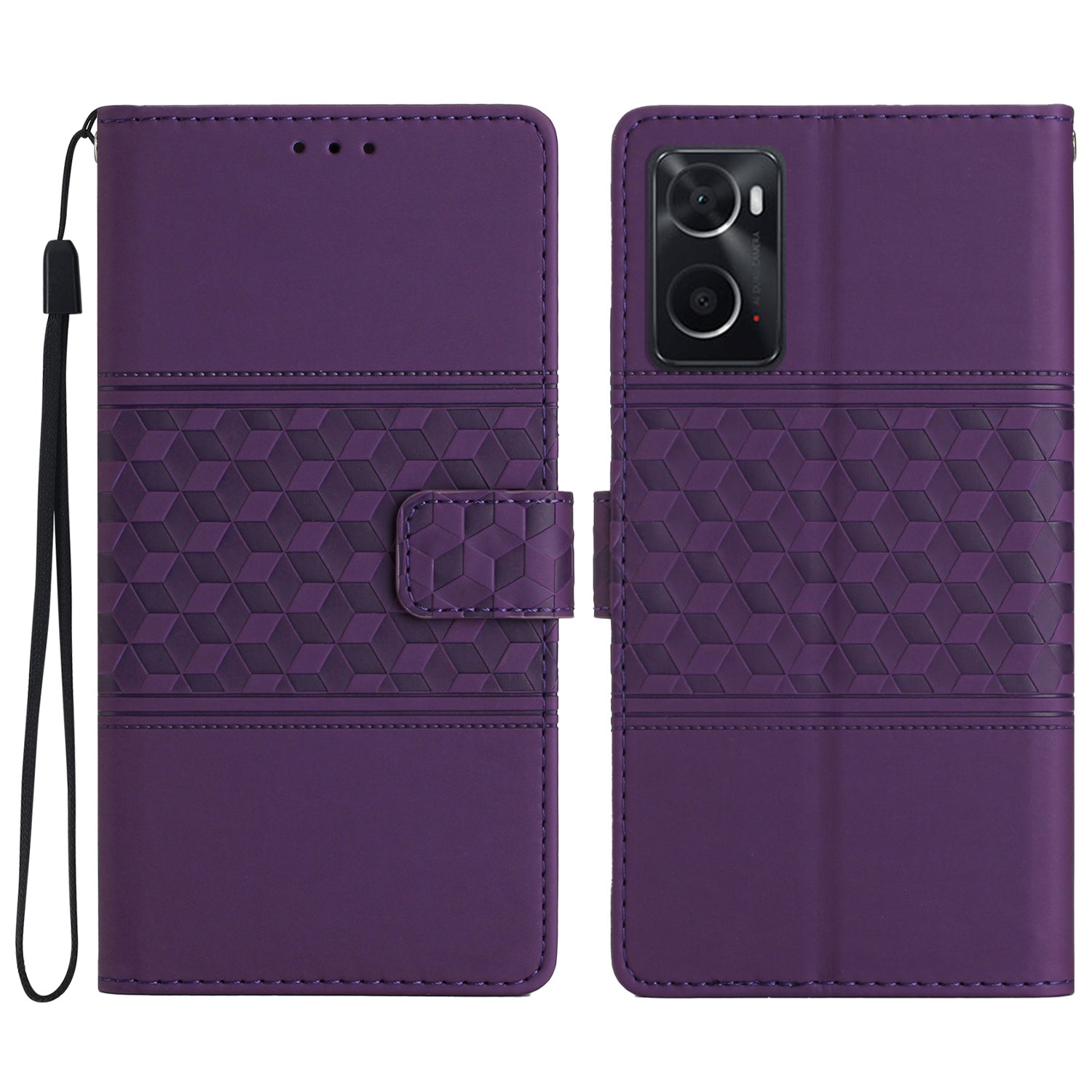 Shockproof Phone Cover for Oppo A76 / A36 / A96 4G, Skin-touch Feeling Wallet Stand Retro Imprinted Pattern Flip Leather Phone Case
