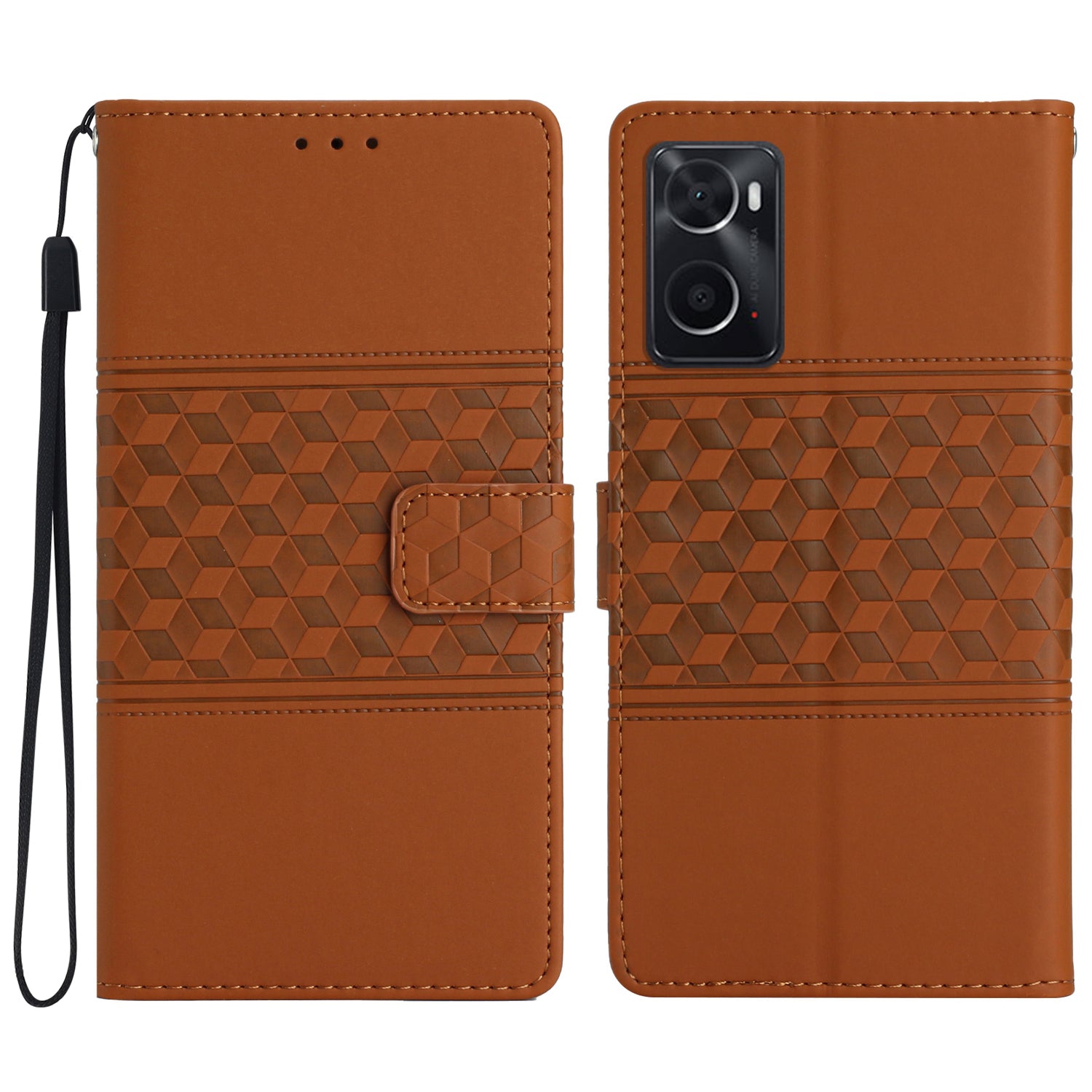 Shockproof Phone Cover for Oppo A76 / A36 / A96 4G, Skin-touch Feeling Wallet Stand Retro Imprinted Pattern Flip Leather Phone Case