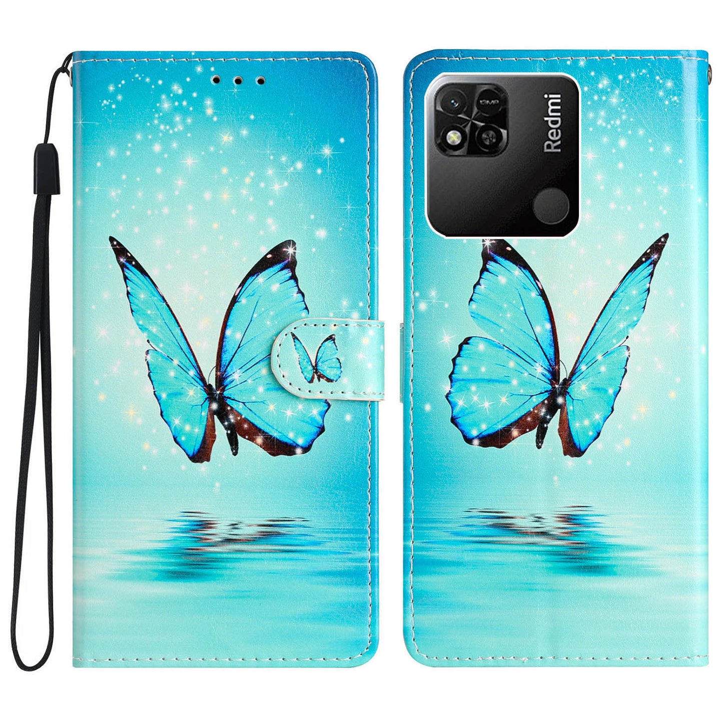 For Xiaomi Redmi 10A Pattern Printing PU Leather Magnetic Clasp Stand Case Phone Wallet Cover with Strap