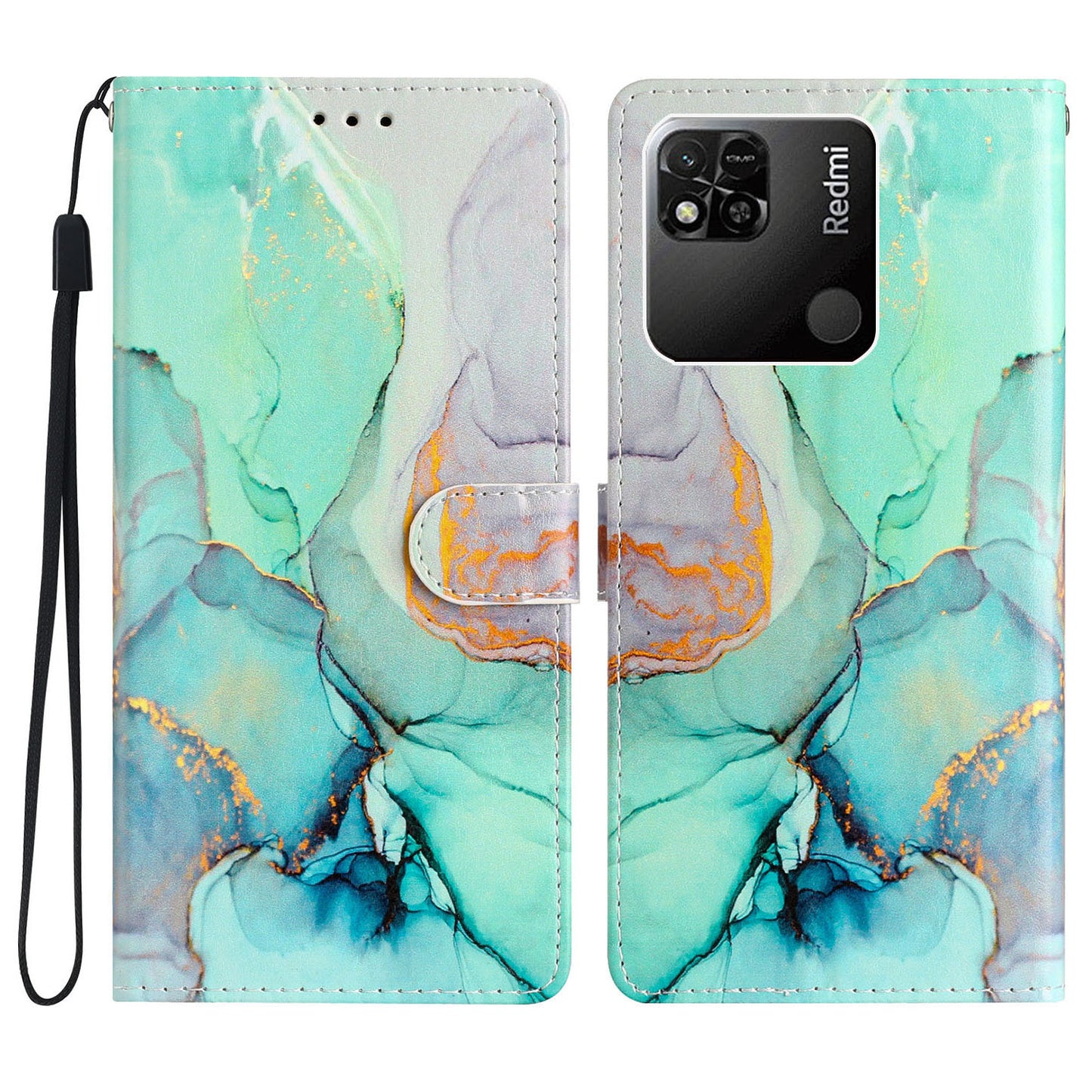 For Xiaomi Redmi 10A Pattern Printing PU Leather Magnetic Clasp Stand Case Phone Wallet Cover with Strap