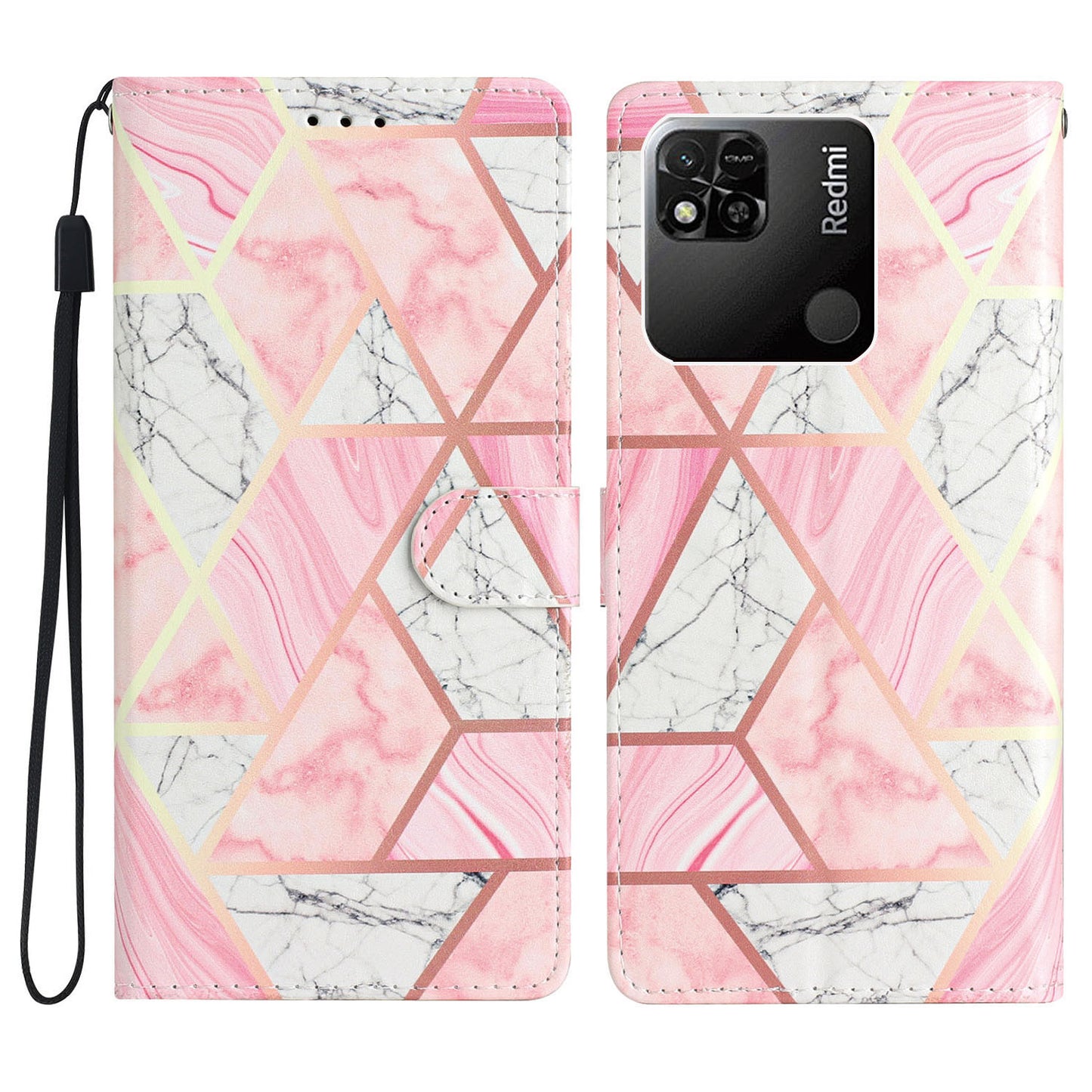 For Xiaomi Redmi 10A Pattern Printing PU Leather Magnetic Clasp Stand Case Phone Wallet Cover with Strap
