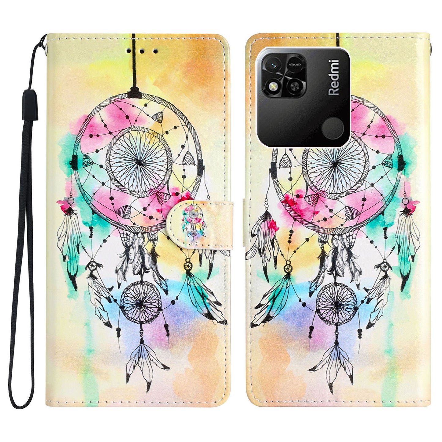 For Xiaomi Redmi 10A Pattern Printing PU Leather Magnetic Clasp Stand Case Phone Wallet Cover with Strap
