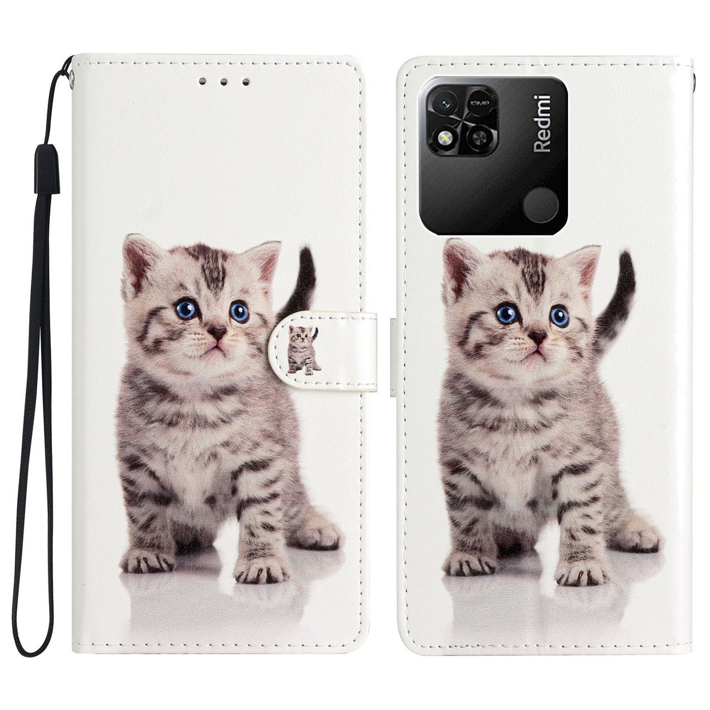 For Xiaomi Redmi 10A Pattern Printing PU Leather Magnetic Clasp Stand Case Phone Wallet Cover with Strap