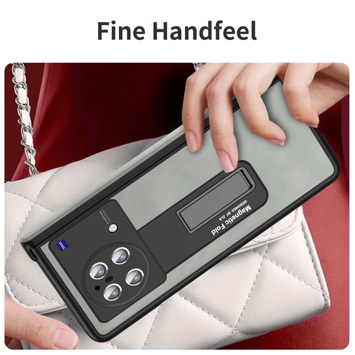 Nappa Texture Phone Case For vivo X Fold, Hinge Protection Kickstand Anti-scratch PU Leather + PC Phone Cover with Tempered Glass Film