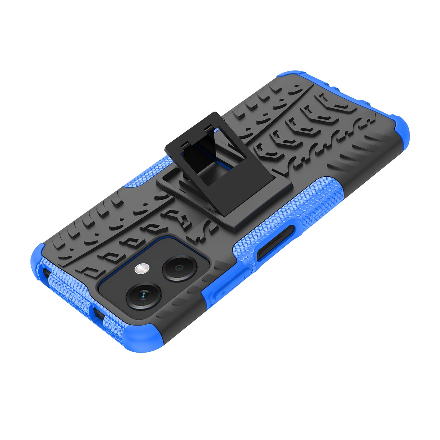 For Xiaomi Redmi Note 12 5G (Global) / (India) / (China) / Poco X5 5G Hard PC+TPU Rugged Tire Pattern Shock-absorbing Phone Case Kickstand Back Cover