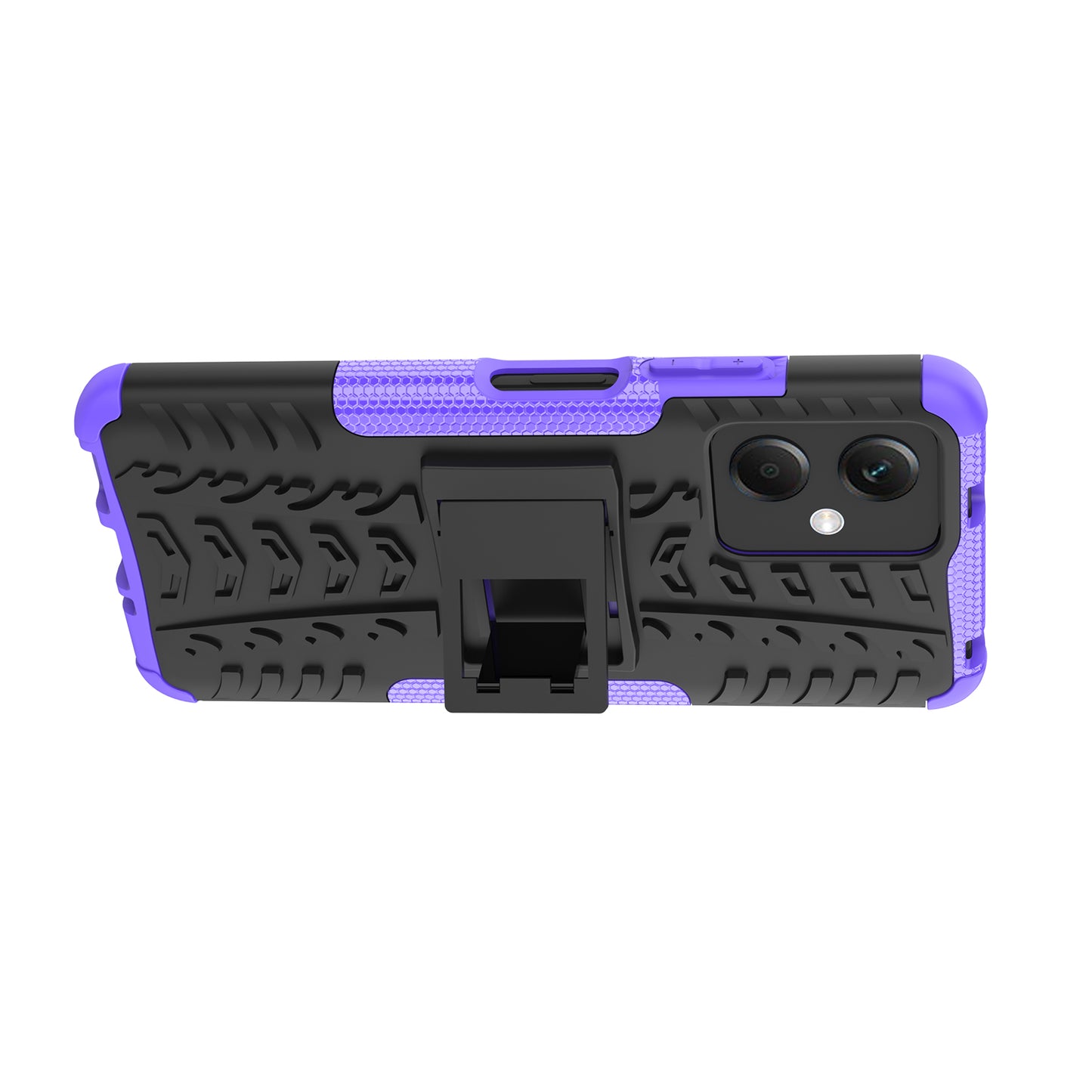 For Xiaomi Redmi Note 12 5G (Global) / (India) / (China) / Poco X5 5G Hard PC+TPU Rugged Tire Pattern Shock-absorbing Phone Case Kickstand Back Cover