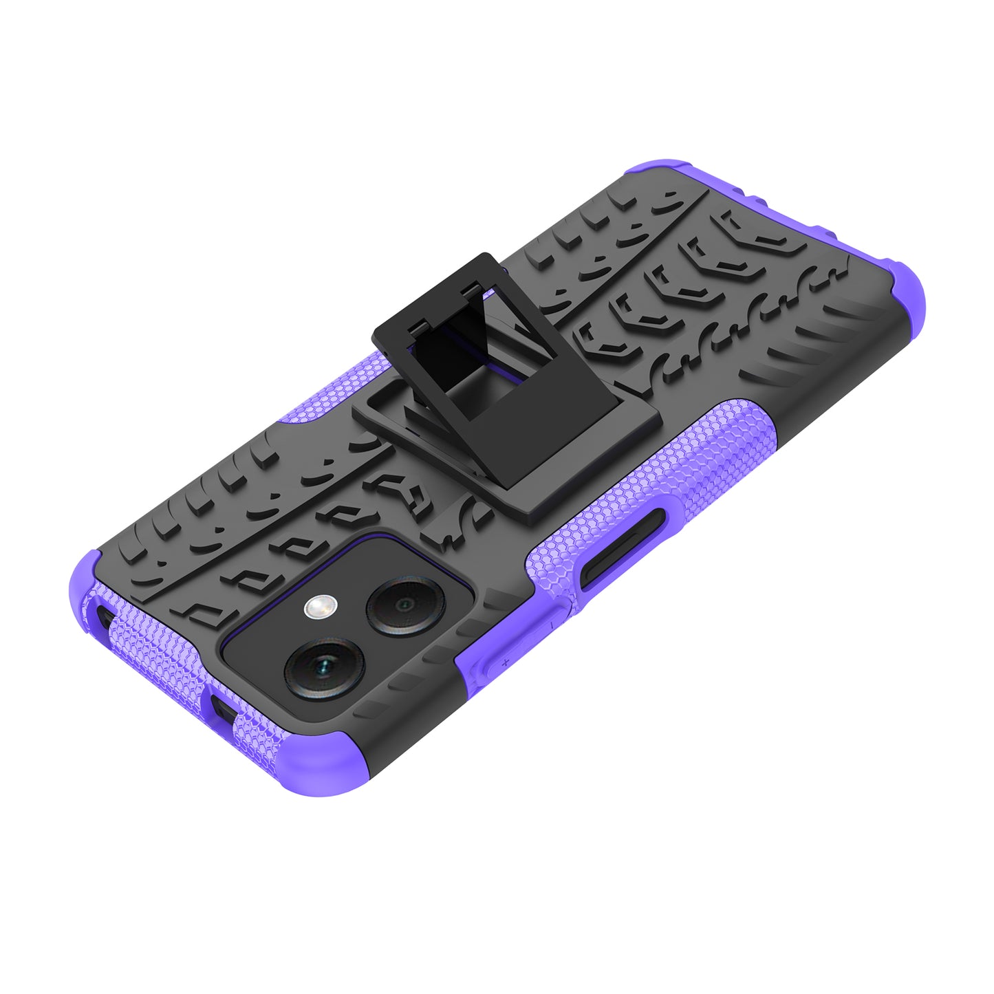 For Xiaomi Redmi Note 12 5G (Global) / (India) / (China) / Poco X5 5G Hard PC+TPU Rugged Tire Pattern Shock-absorbing Phone Case Kickstand Back Cover